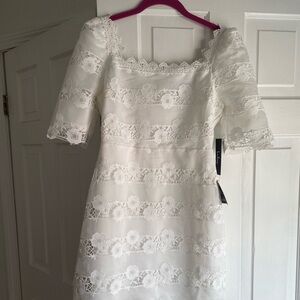 Lulu’s white lace mini dress